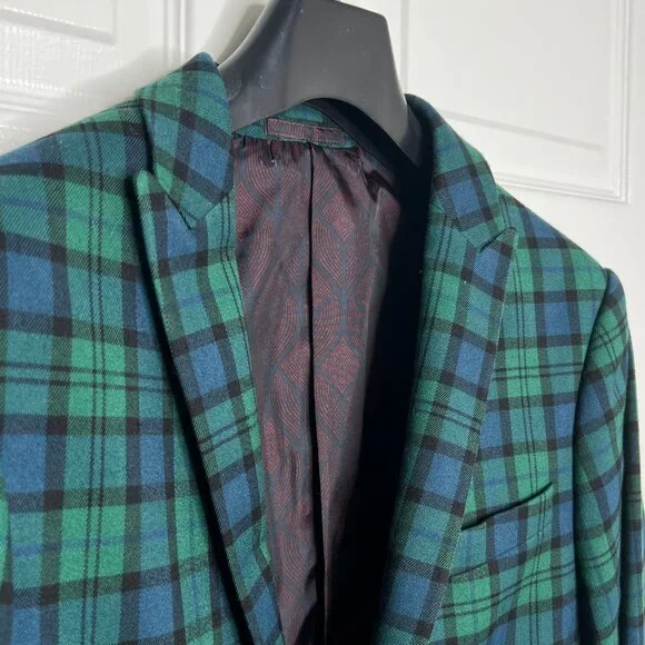 ASOS Green and Blue Plaid Blazer - Picture 2 of 7